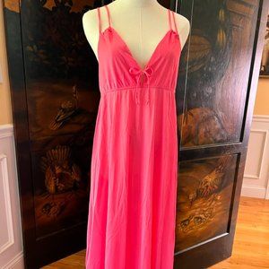 Deep Pink Nightgown Vintage Spaghetti Straps Floor Length Size M